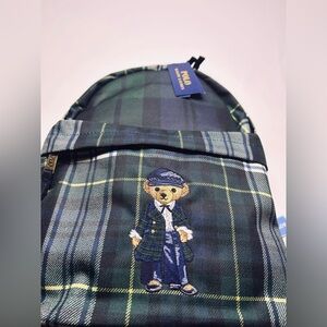 NWT 🧸Polo Ralph Lauren “Plaid POLO-BEAR” Backpack blue/green Gordon Plaid!!